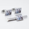 Rectangular Photo Cufflinks Tie Slide Set 3146