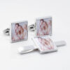 Square Photo Cufflinks Tie Slide Set 3148