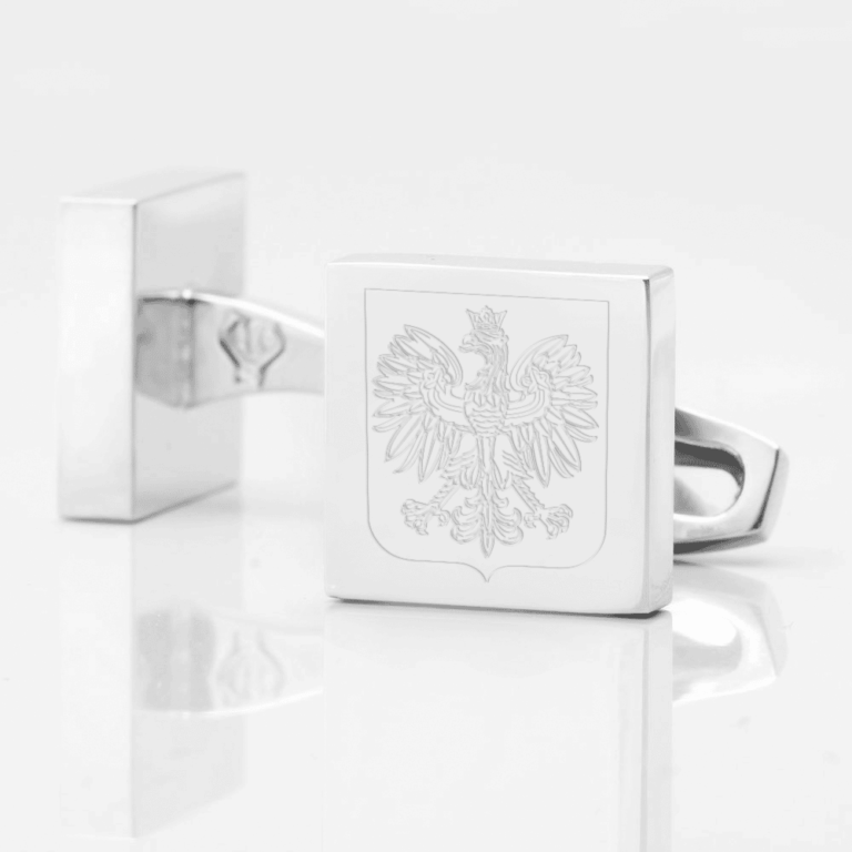 Poland Football Club Engraved Silver Cufflinks