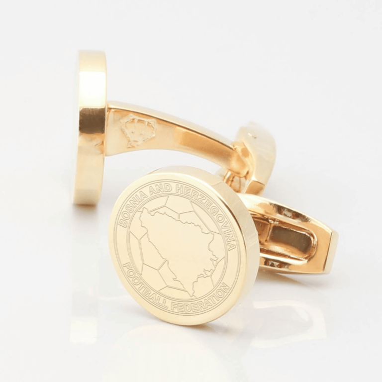 Bosnia And Herzegovina Football Engraved Gold Cufflinks