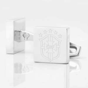 Brazil Football Engraved Silver Cufflinks