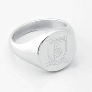 Cameroon Football Engraved Silver Signet Ring