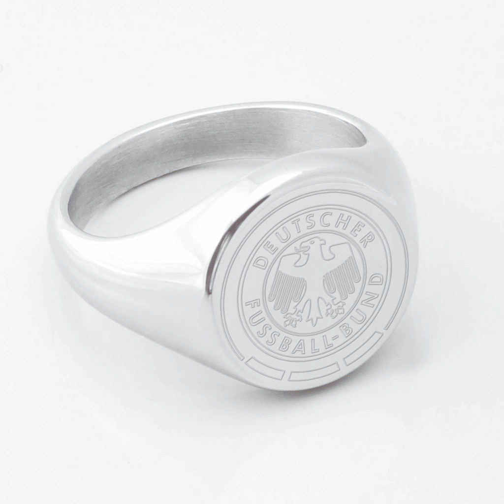 Germany Football Engraved Silver Signet Ring