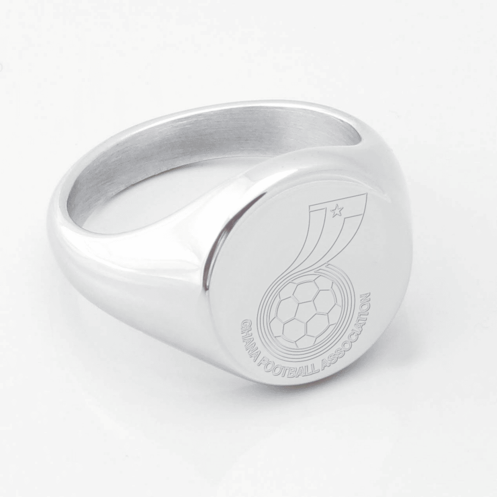 Ghana Football Engraved Silver Signet Ring