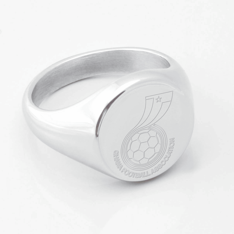 Ghana Football Engraved Silver Signet Ring