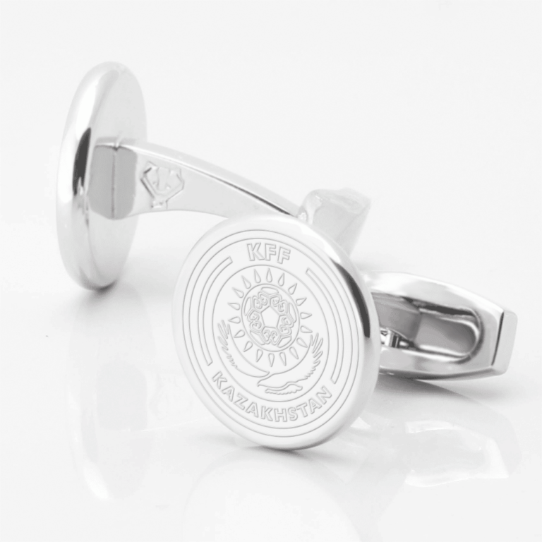 Kazakhstan Football Engraved Silver Cufflinks