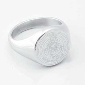 Kazakhstan Football Engraved Silver Signet Ring