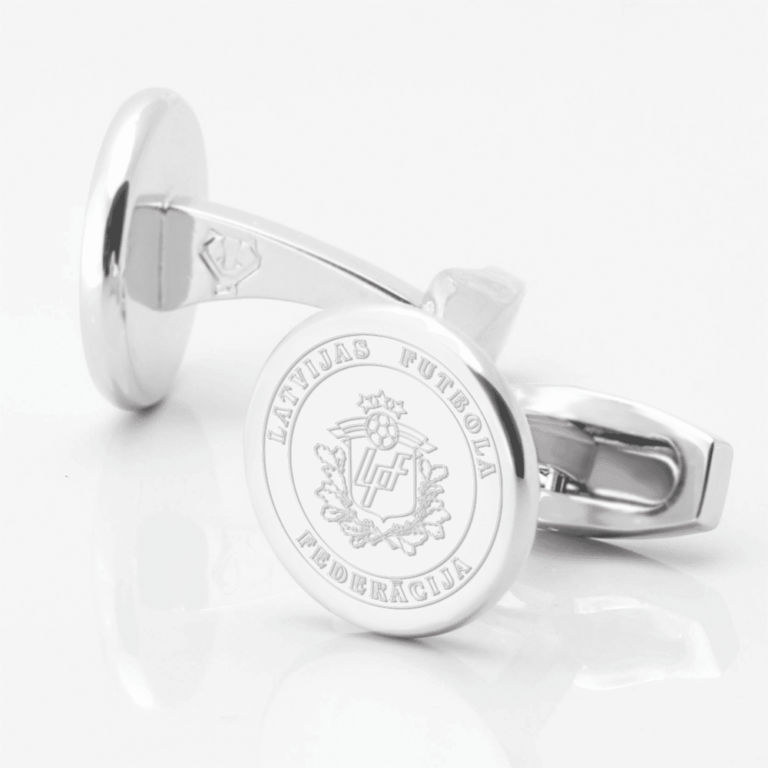 Latvia Football Engraved Silver Cufflinks