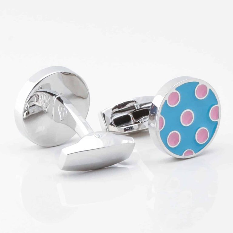 Light Blue With Pink Polka Dot Cufflinks Gallery 3733