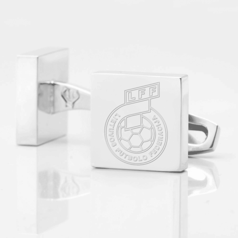 Lithuania Football Engraved Silver Cufflinks