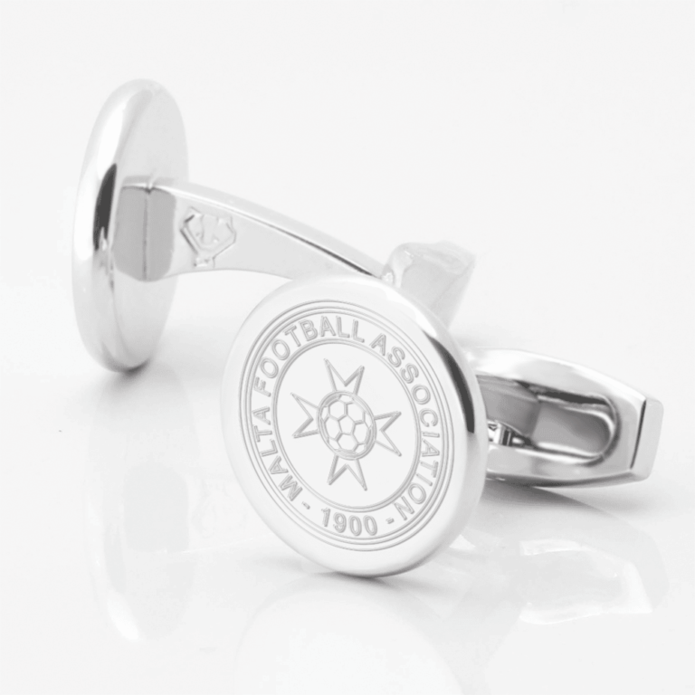Malta Football Engraved Silver Cufflinks