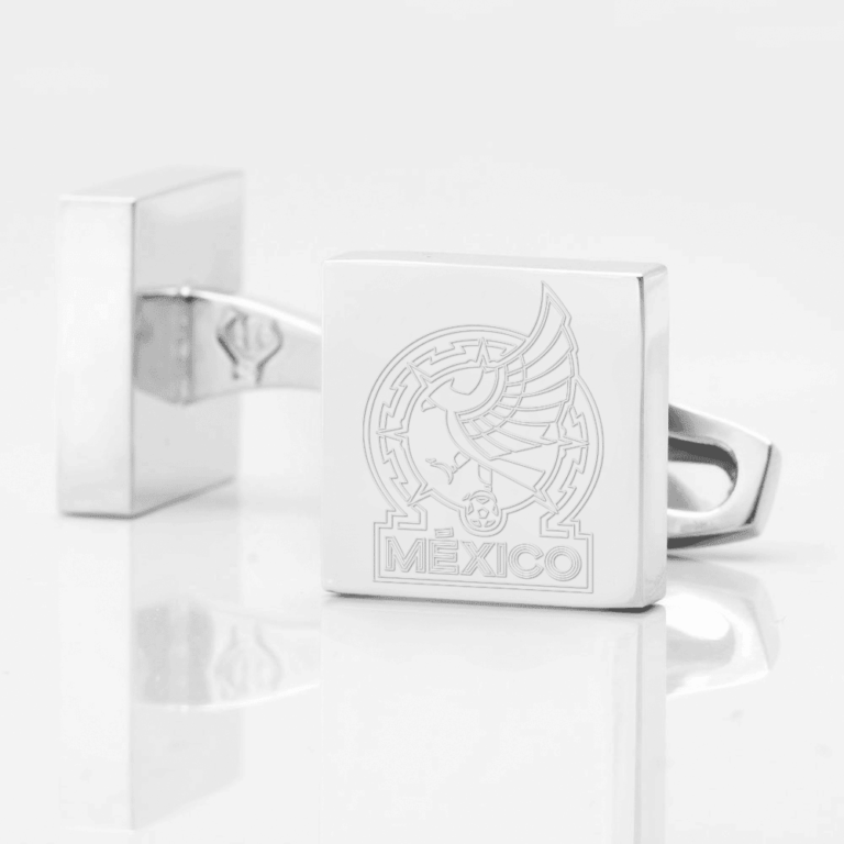 Mexico Football Engraved Silver Cufflinks