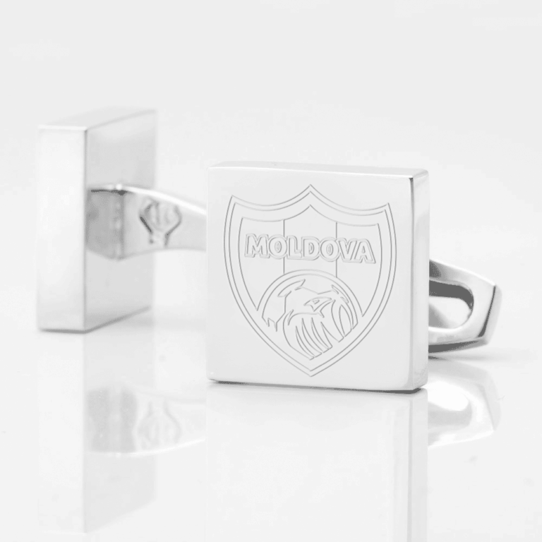 Moldova Football engraved silver cufflinks