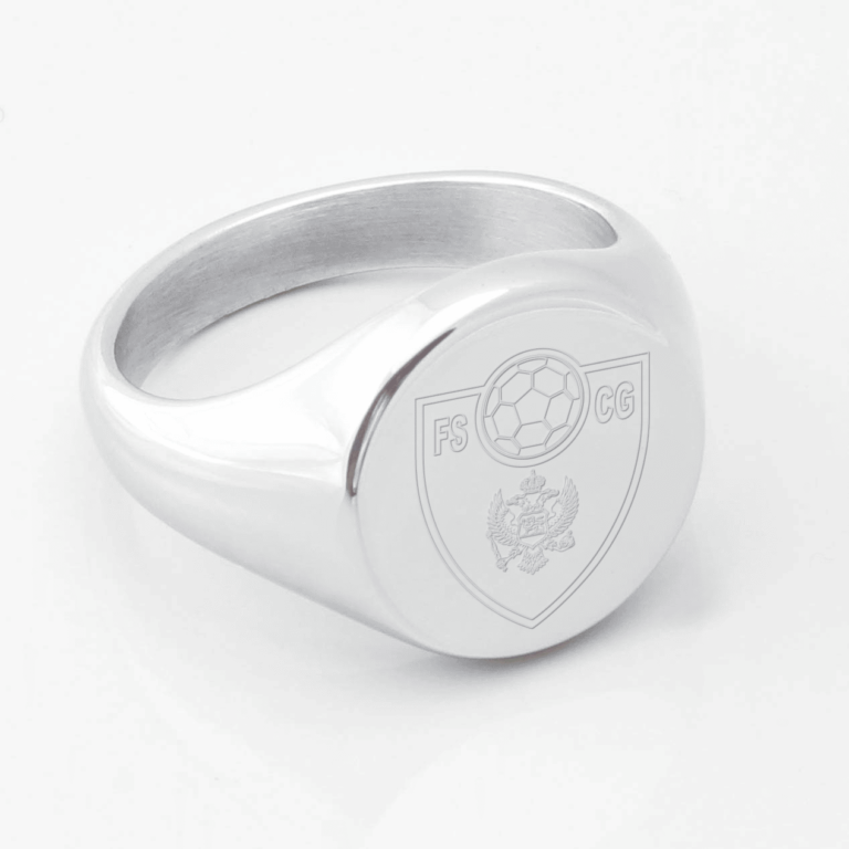 Montenegro Football Engraved Silver Signet Ring