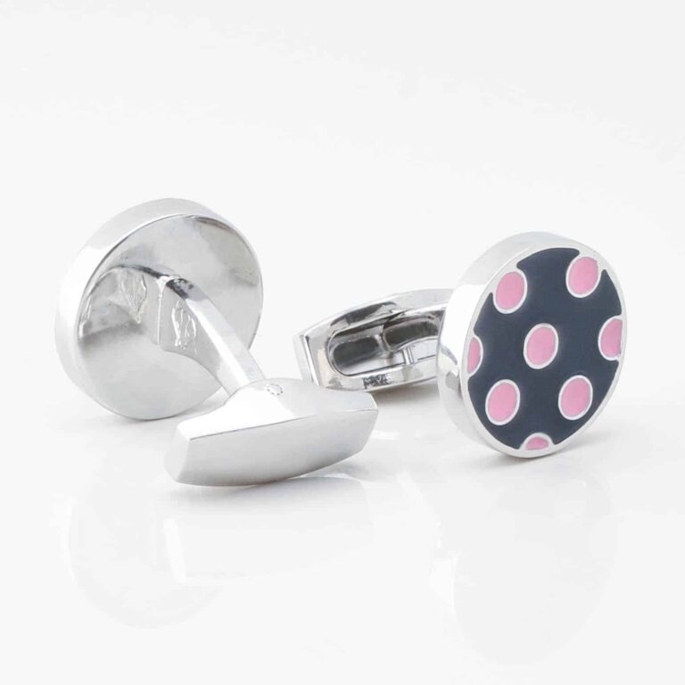 Navy With Pink Polka Dot Cufflinks Gallery 3710