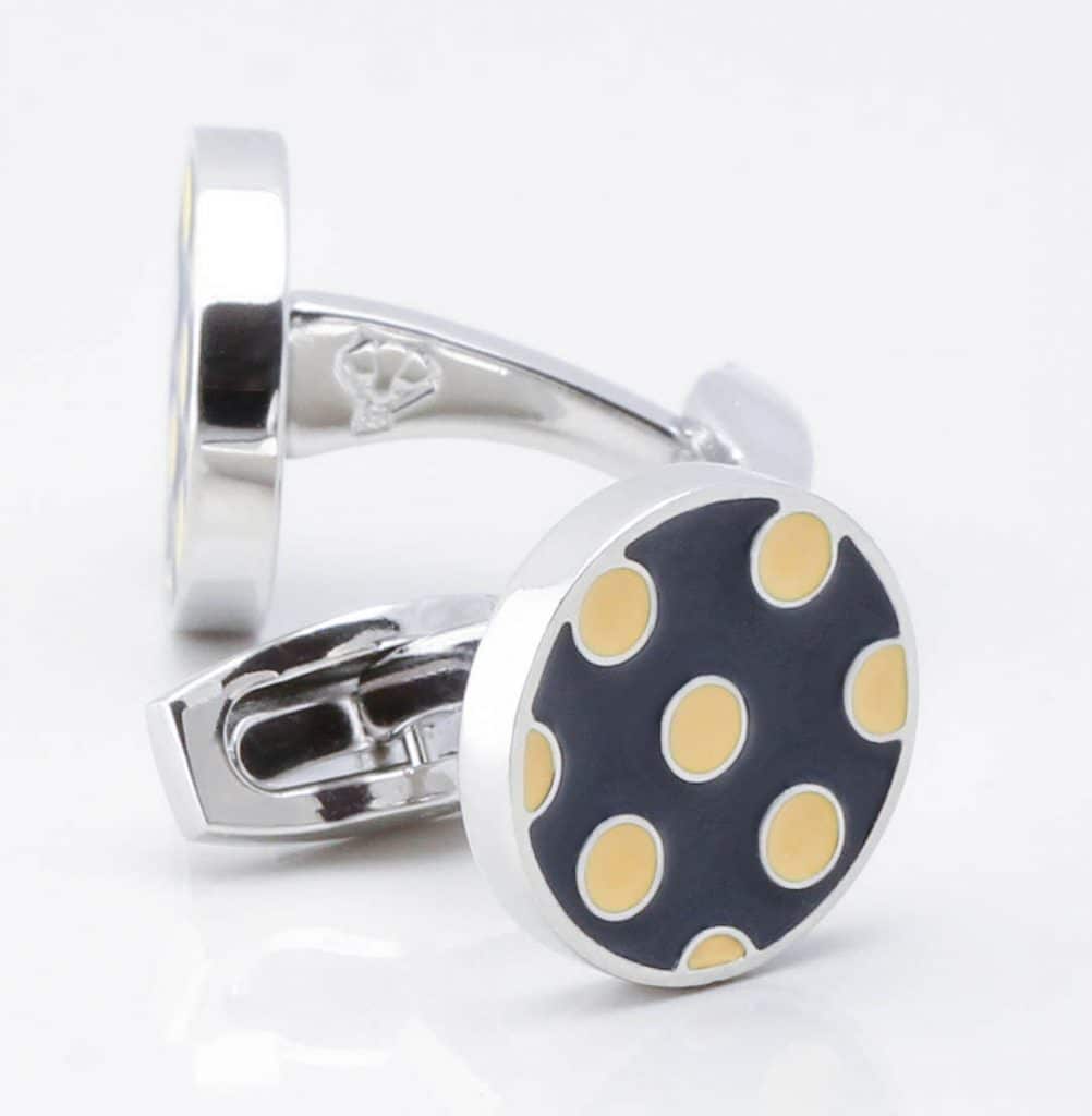 Navy With Yellow Polka Dot Cufflinks 3767 1