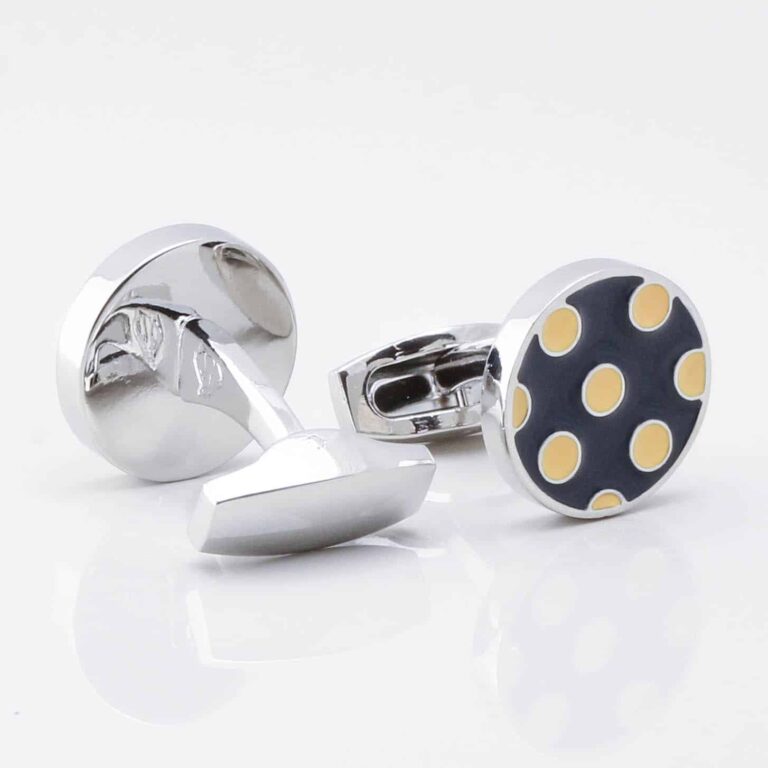 Navy With Yellow Polka Dot Cufflinks Gallery 3768