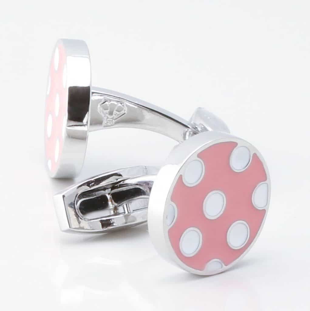 Pink With White Polka Dot Cufflinks 3738