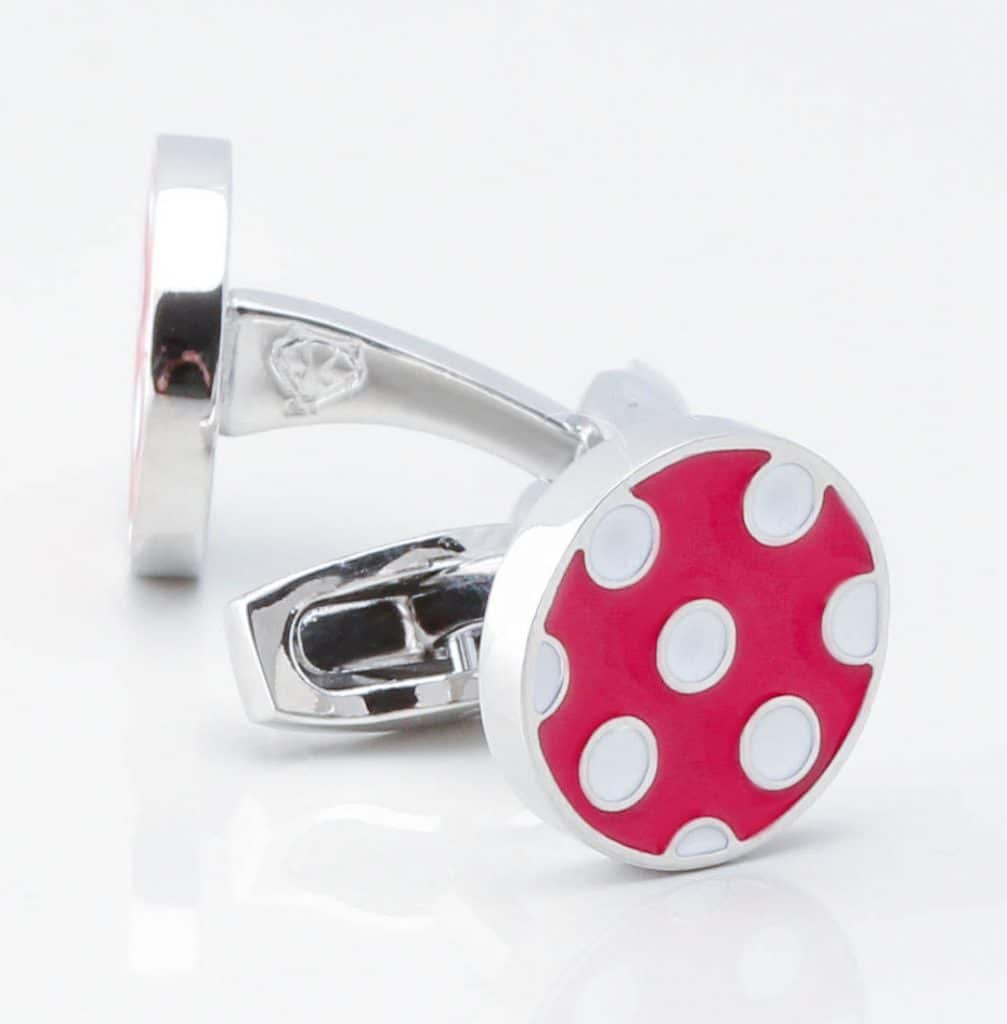 Red With White Polka Dot Cufflinks 3762