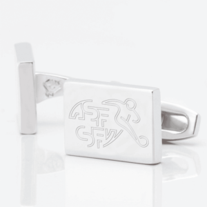 Switzerland Football Engraved Silver Cufflinks
