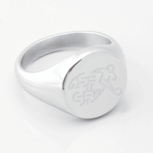 Switzerland Football Engraved Silver Signet Ring