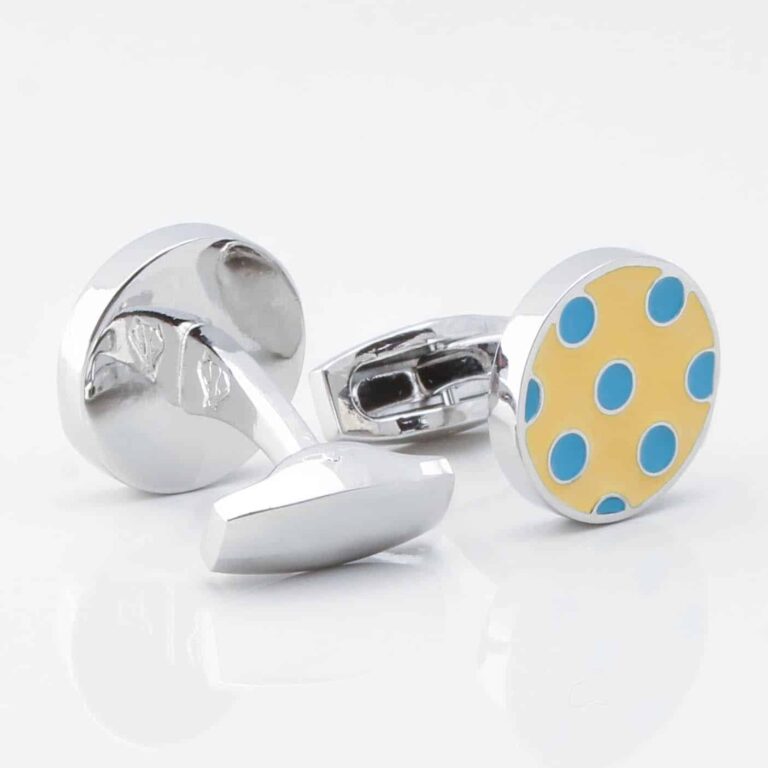 Yellow With Blue Polka Dot Cufflinks Gallery 3742