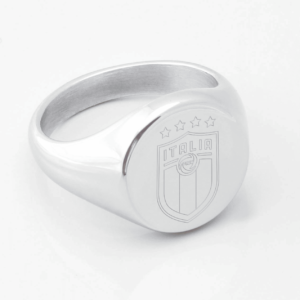 italy football engraved silver signet ring