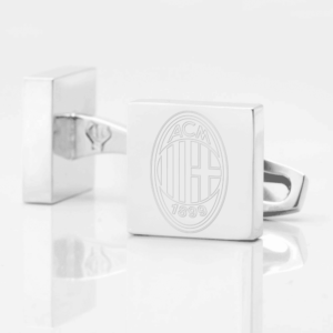 AC Milan Football Engraved Silver Cufflinks