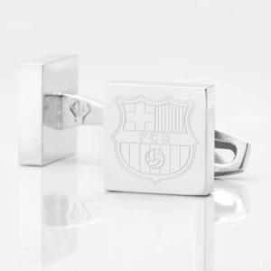 Barcelona Football Engraved Silver Cufflinks