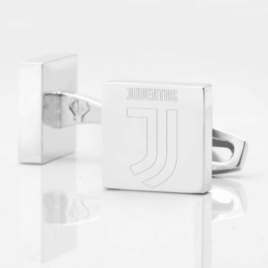 Juventus Football Engraved Silver Cufflinks