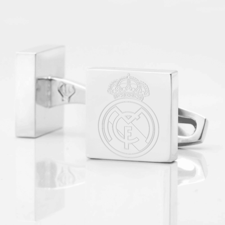 Real Madrid Football Engraved Silver Cufflinks