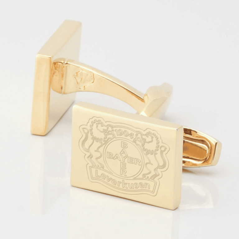 Bayer Leverkusen Football Engraved Gold Cufflinks