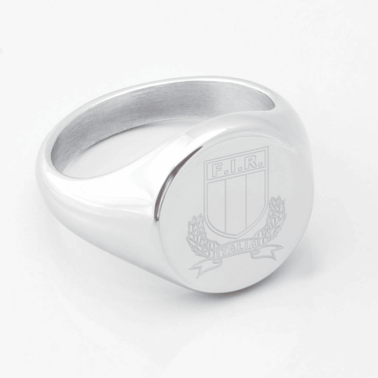 Italy Rugby Engraved Silver Signet Ring