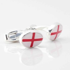 Sterling Silver St Georges Flag Cufflinks 4192