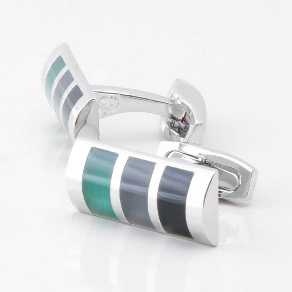 Curved Rectangular Cats Eye Cufflinks by Badger & Brown.Badger and Brown Cufflink Specialists