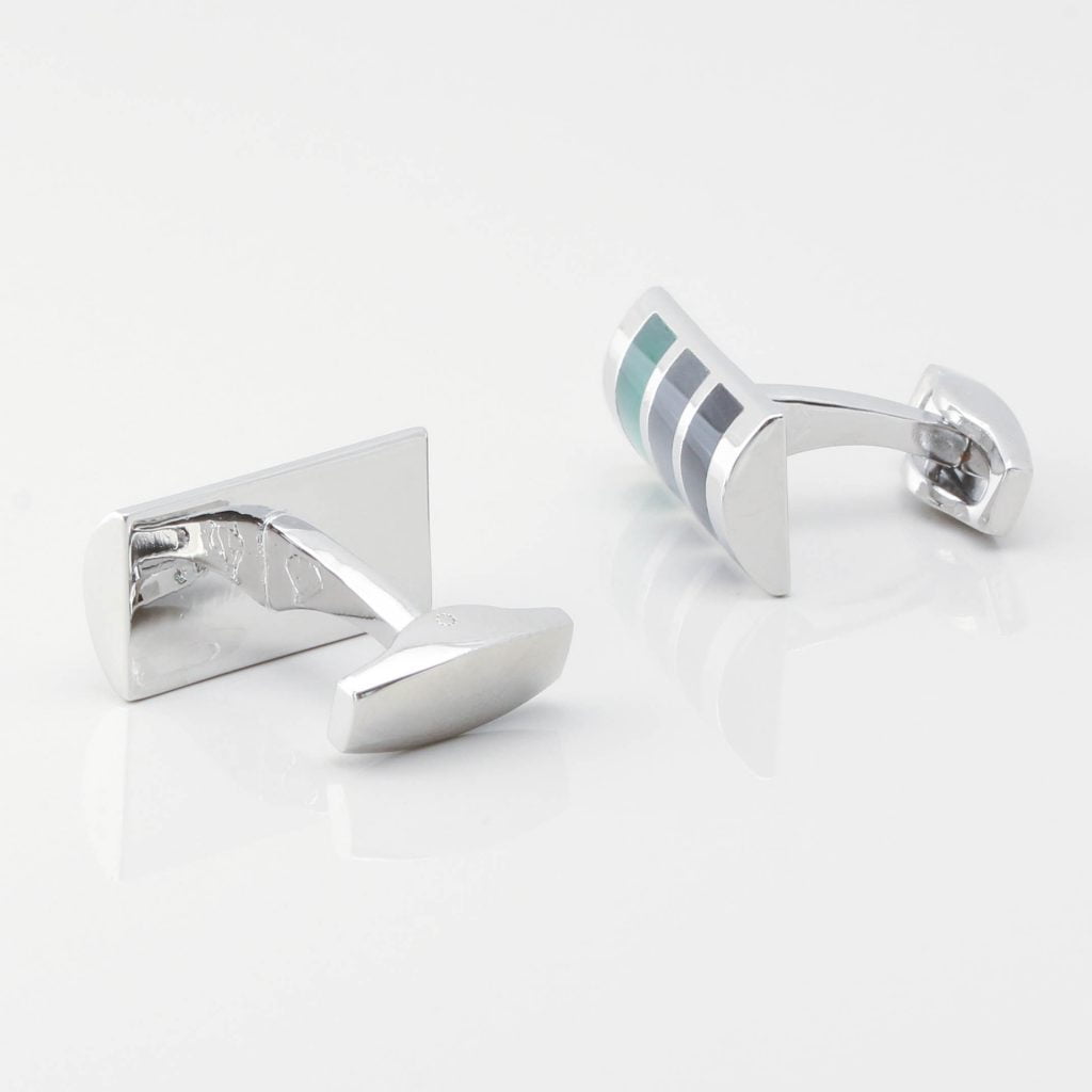 Curved Rectangular Cats Eye Cufflinks 4328