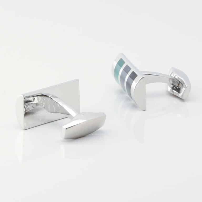 Curved Rectangular Cats Eye Cufflinks 4328