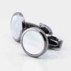 Gunmetal Circular Mother of Pearl Cufflinks 4354