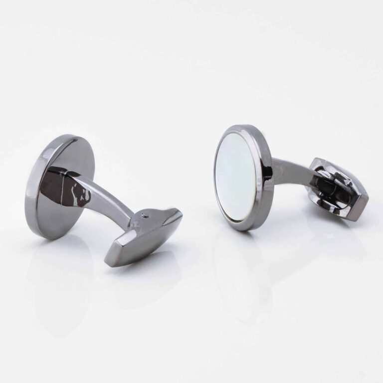 Gunmetal Circular Mother of Pearl Cufflinks Gallery 4355