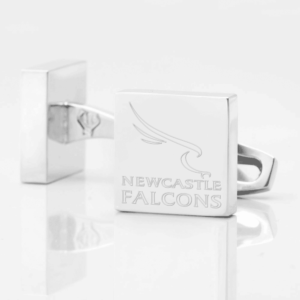 Newcastle Falcons Rugby Engraved Silver Cufflinks