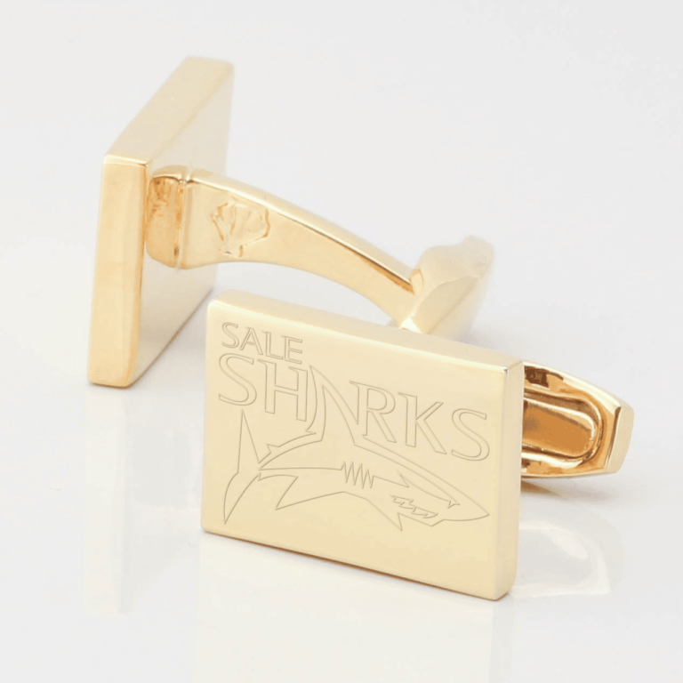 Sale Sharks Rugby Engraved Gold Cufflinks