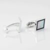 Sterling Silver Square Mother of Pearl with Onyx Border Cufflinks Gallery 4424