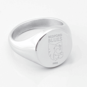 Bedford Blues Rugby Engraved Silver Signet Ring e1669191165187