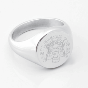 Castleford Tigers Rugby Engraved Silver Signet Ring
