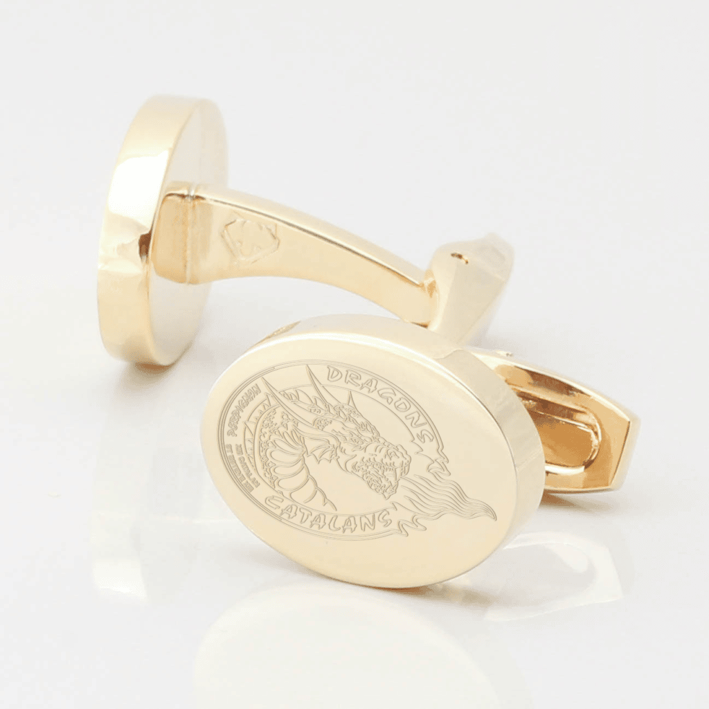 Catalans Dragons Rugby Engraved Gold Cufflinks
