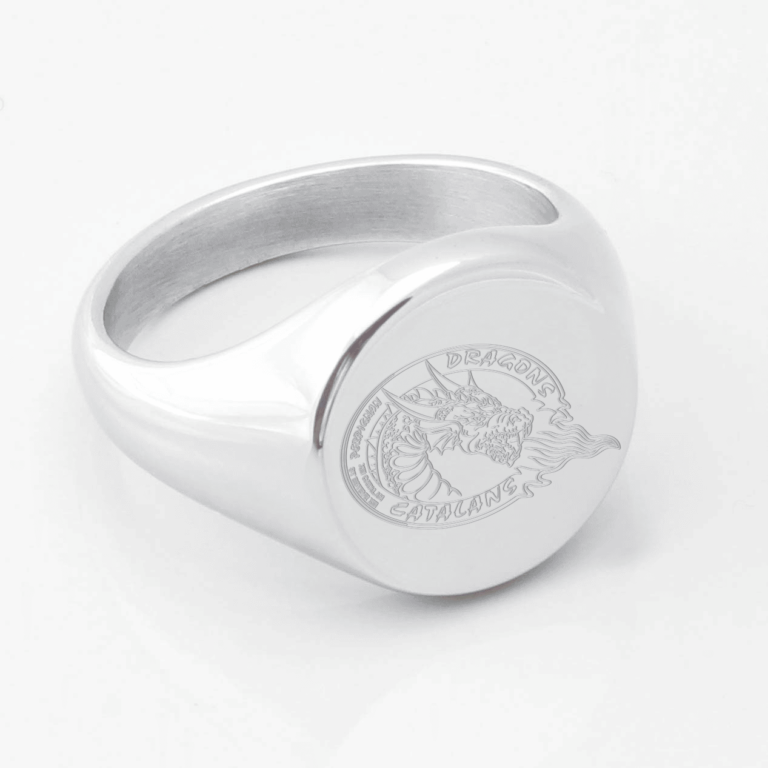 Catalans Dragons Rugby Engraved Silver Signet Ring Catalans Dragons Rugby Engraved Silver Signet Ring