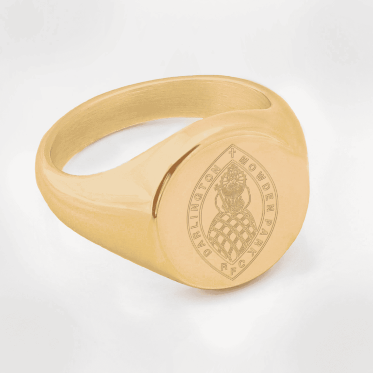 Darlington Mowden Rugby Engraved Gold Signet Ring