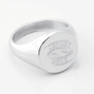Jersey Reds Rugby Engraved Silver Signet Ring e1669211515964