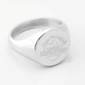 London Broncos Engraved Silver Signet Ring e1669129432409