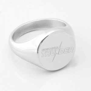 Newcastle Thunder Engraved Silver Signet Ring e1669129395871